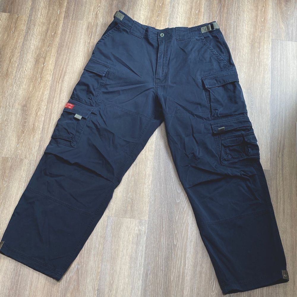 Vintage Y2k 90s Abercrombie & Fitch Dark Navy Blue Cargo Pants Sz XL - Picture 1 of 12